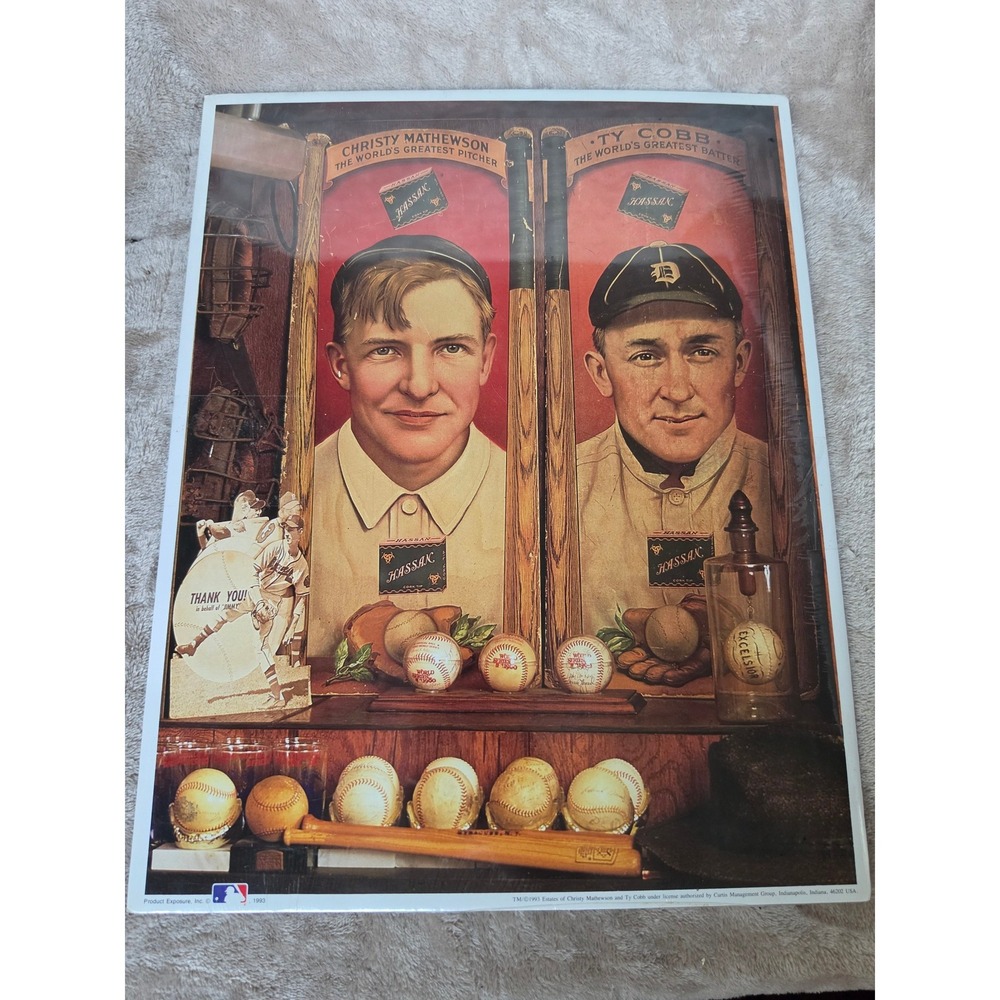 Vintage 1993 Christy Mathewson Ty Cobb MLB Baseball Card Memorabilia Print T205